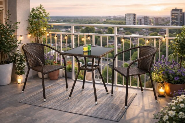 Dārza mēbeļu komplekts Galds MOBIL+2 krēsli MIDAS Tumši brūns