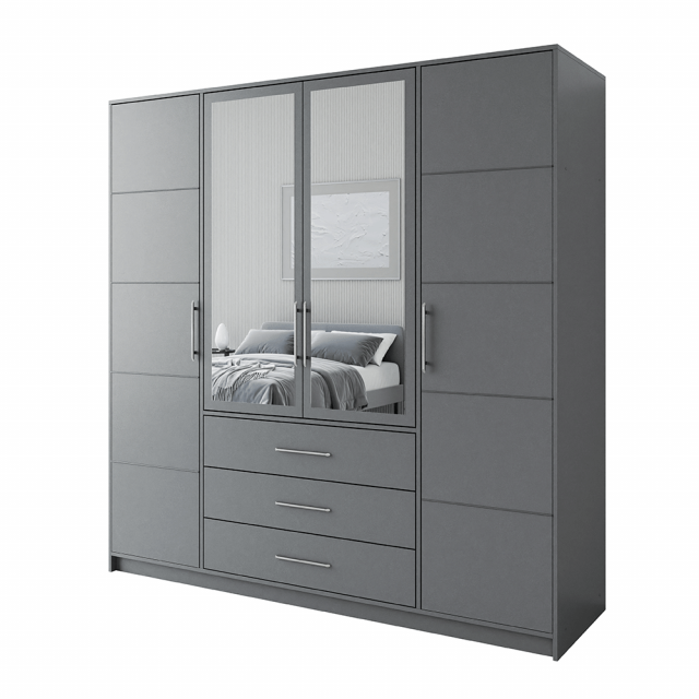Bali/ D4 Kleiderschrank mit Spiegel (graphite)