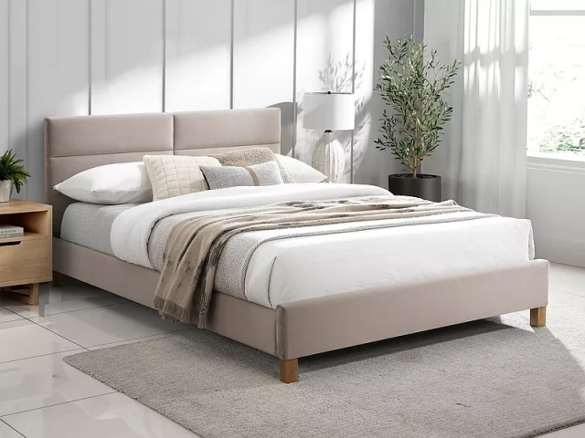 Sierra Velvet V140BED 140x200 Bed,Bluvel 28 Beige