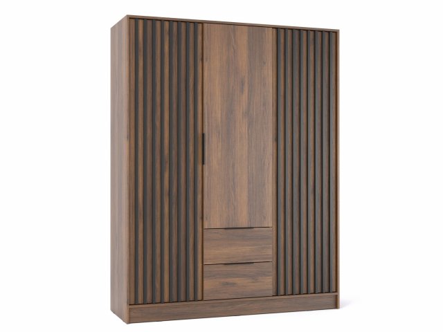 NELLY 3D Wardrobe (nut/black lamella)