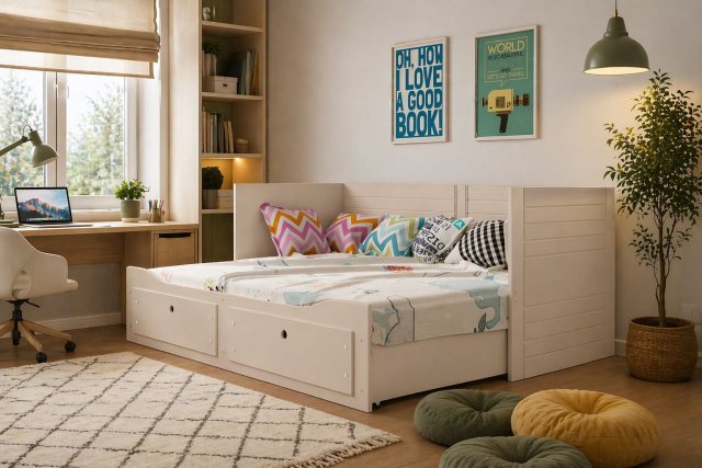 H-MES- 11873 Twin bed with mattress 200x80 Kaschmir