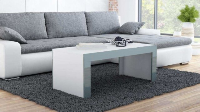 Tess 120x60 Coffee table Body white mat,Panel gray gloss