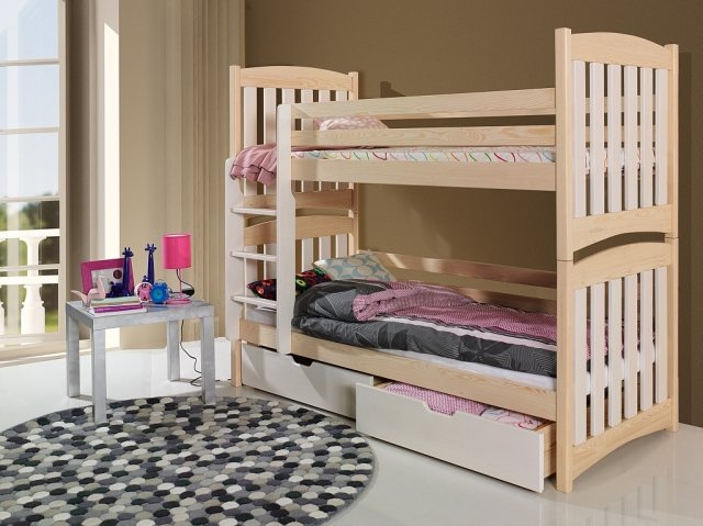 SERAFIN Bunk bed with mattress 180x80 Pine/white