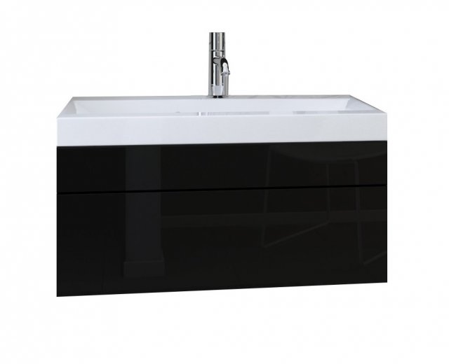 Furnitech DR/LU 80 Piekaramais vannas istabas skapītis izlietnei black/black gloss