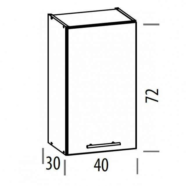 TIFANY T3/G40 L/P Навесной шкаф с дверцей и полками