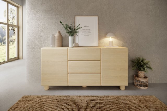 Style-Japandi C Kumode ar 2 durvīm,3 atvilktnēm un noapaļotām fasādēm