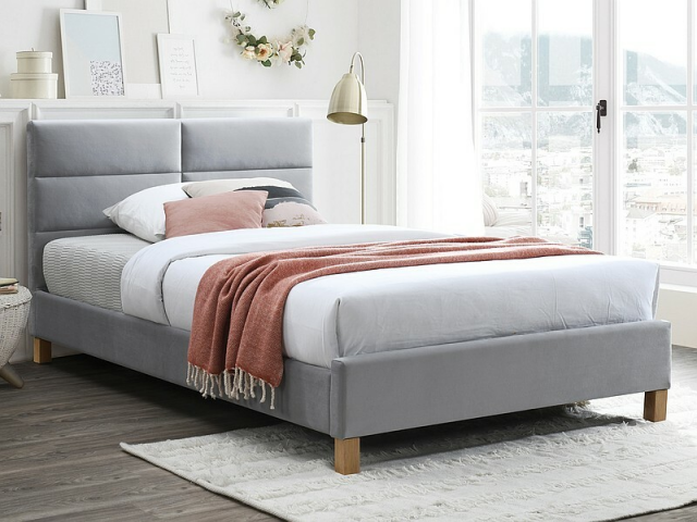 Sierra Velvet V120JSZD 120x200 Gulta ar redelēm,Bluvel 03 gaiši pelēks