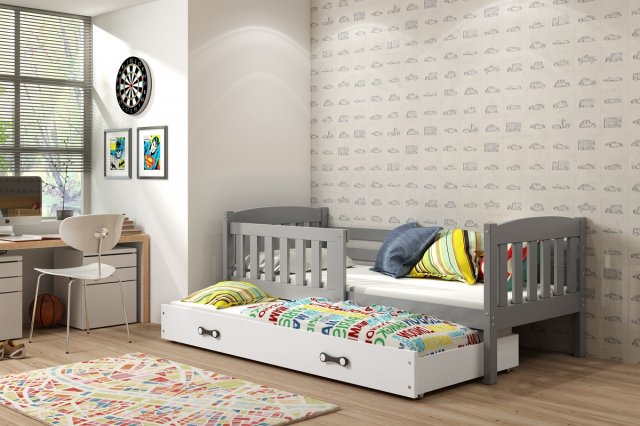 Cubus 2 Bērnu gulta ar diviem matračiem 190x80 grafīts