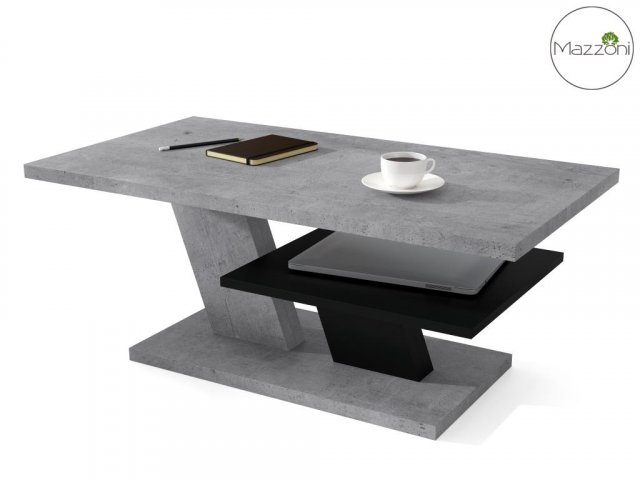 CLIFF law Couchtisch mit Ablageboden,Beton (Grau)/Schwarz Matt