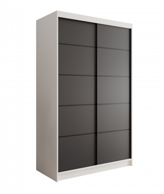 SW-LIZ 120 cm Schwebetürenschrank,Weiß matt/Schwarz matt