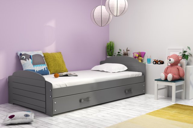 LIL- 1 Jugendbett 90x200 mit Matratze und Schublade,grau
