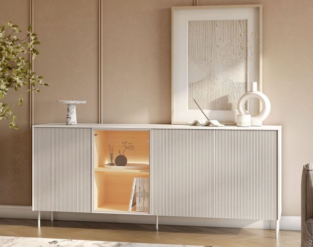 LIBA LB-04 Kommode mit Beleuchtung,Vicenza Eiche/weiße Seide