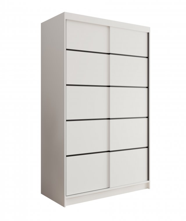 SW-LIZ 120 cm Schwebetürenschrank,Weiß matt