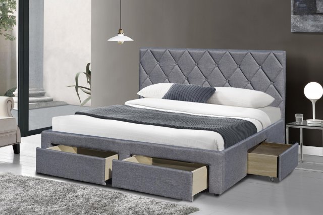 BETINA 160 Двуспальная кровать с ящиком для белья (Серый)