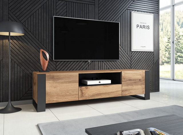 WOODS RTV TV-Bank (oak wotan/anthracite)