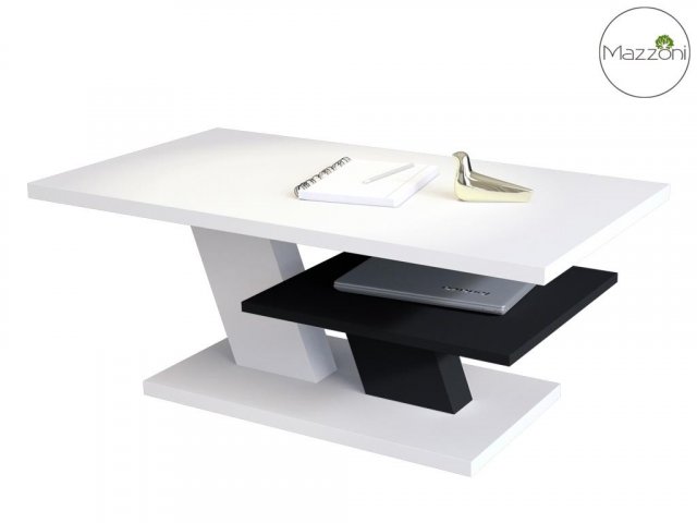 CLIFF law Журнальный столик с полкой,белый матовый/черный матовый