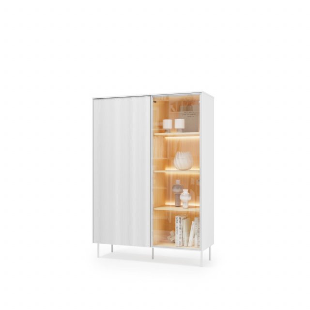 LIBA LB-01 Vitrīna ar apgaismojumu,Ozols vicenza/Balts zīds