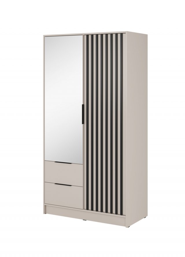 NELLY 2D+LUS Skapis (cashmere/black lamellas)