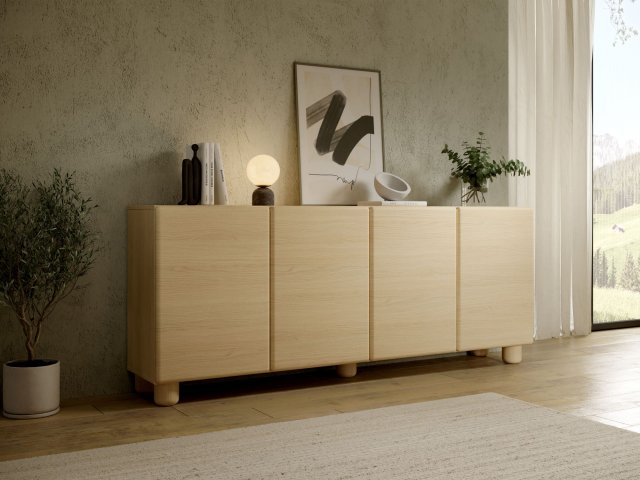 Style-Japandi B Kommode mit 4 Türen und abgerundeten Fronten