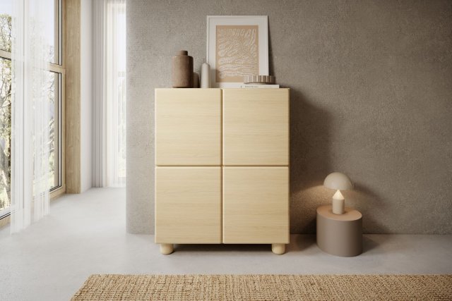 Style-Japandi A Sideboard with 4 doors and rounded fronts