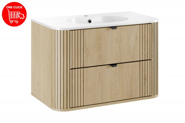 Ovalia Cremona Badmöbel-Set 80cm mit Pure Waschtisch