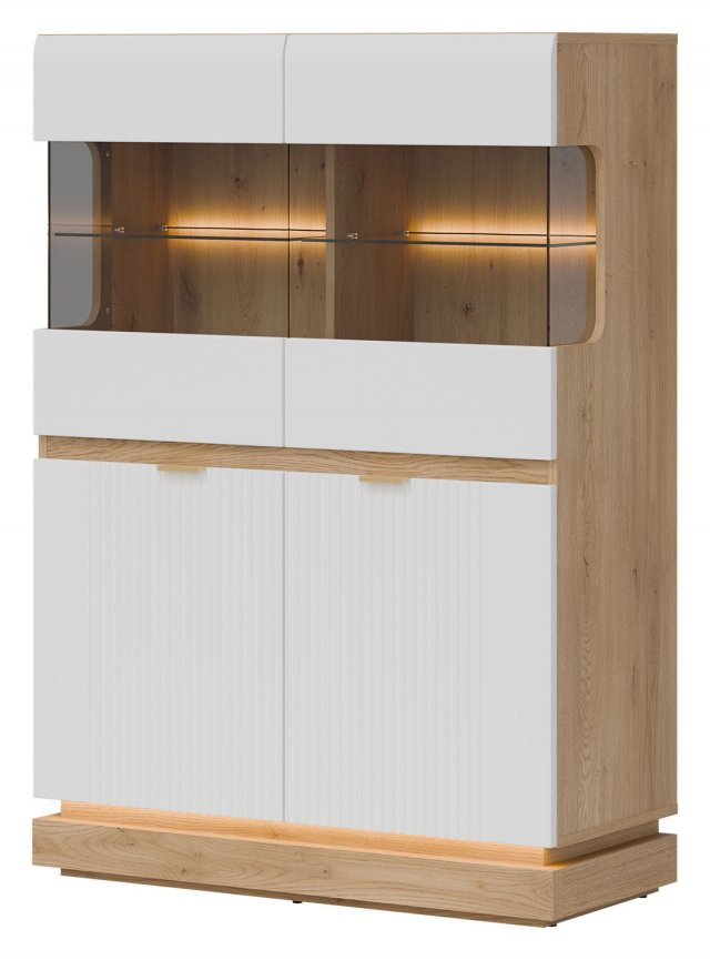 MILTON-ML 04 Glass-fronted cabinet,Cremona torro oak/white matt