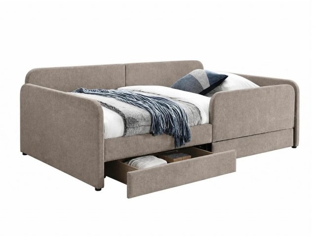 30130, 120x200,Bed with two drawers,dark beige
