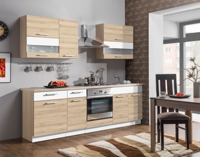 Modena 240 cm Virtuves iekārta Dižskābardis/balts glancēts