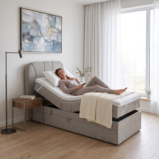 Kingly Box springs 90x200+Top H8 Bed with electric mechanism, mattress and mattress topper