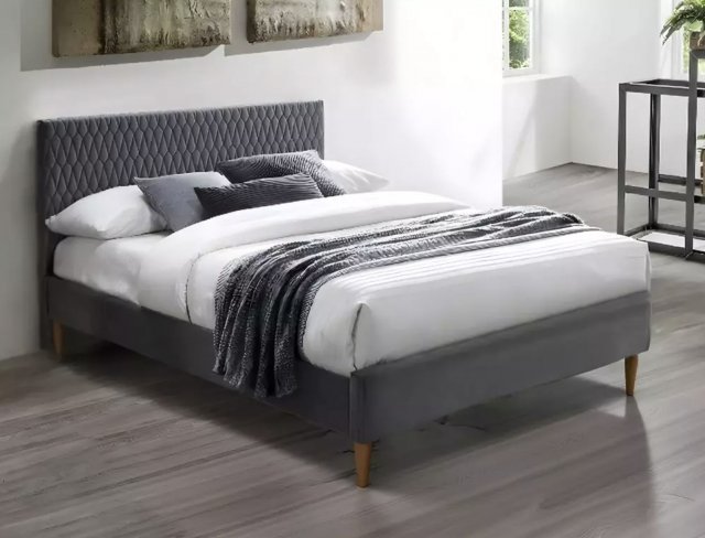 AZURRO -160SZ 160X200 Bed (Bluvel 14 Velvet Grey)