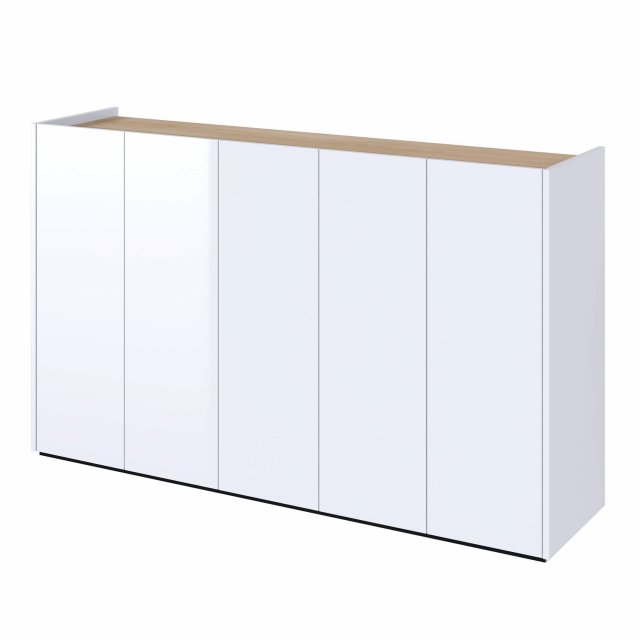 EASY EA-01 Kommode 5D mit Beleuchtung - Weiß glänzend/Eiche Scandi