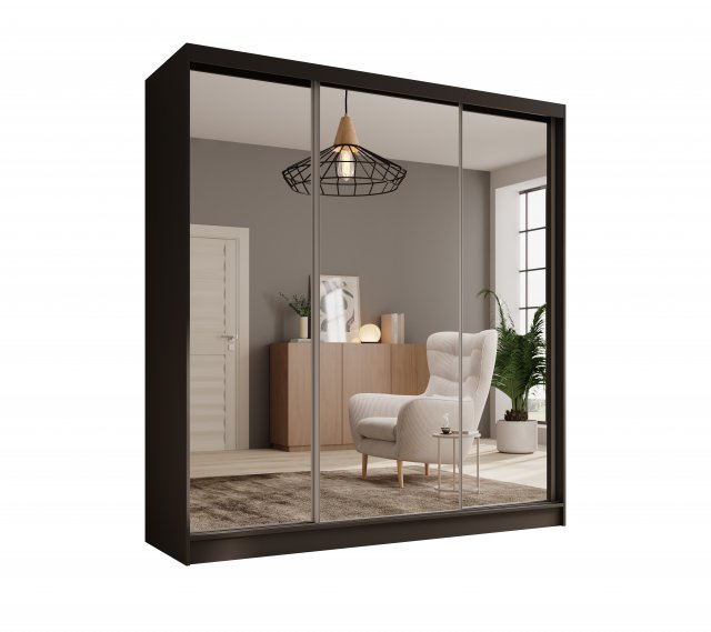 SW-TOL-200 cm B Sliding wardrobe with mirror,Black matt