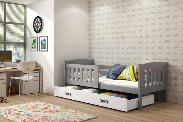 Cubus 1 Bērnu gulta ar matraci 200x90 grafīts