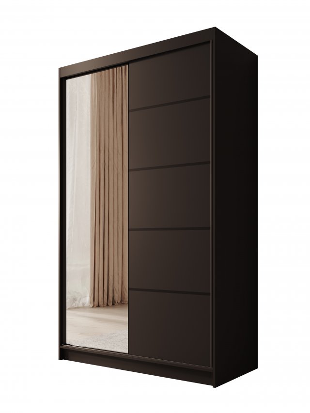 SW-CAS-120 cm - BB Schwebetürenschrank mit Spiegel,Schwarz matt