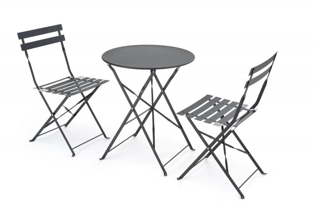 Dārza mēbeļu komplekts Galds +2 krēsli,melns