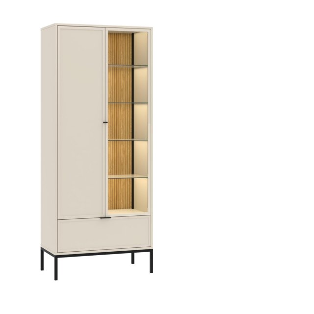 Interdeko WIT WYS 2D1S Glass-fronted cabinet,Cashmere