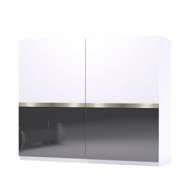 Glossy 02 Bīdāmās durvis 2gb. Balts glancēts/grafīta glancēts