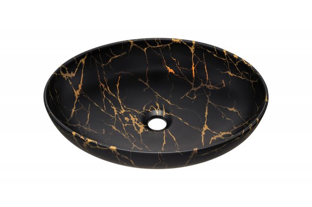 UM- UN-MONA-MB12 Black Matt,Gold Uzliekama izlietne 52cm
