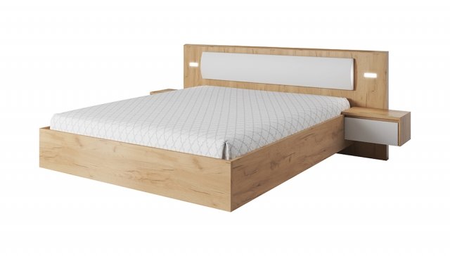 XELO G LOZ+ST 160X200 Divguļamā gulta + 2 naktsskapīši Craft zelta ozols/balts mat