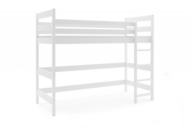 Loft-A Детская и молодежная односпальная высокая кровать с матрасом 200x90,Белый