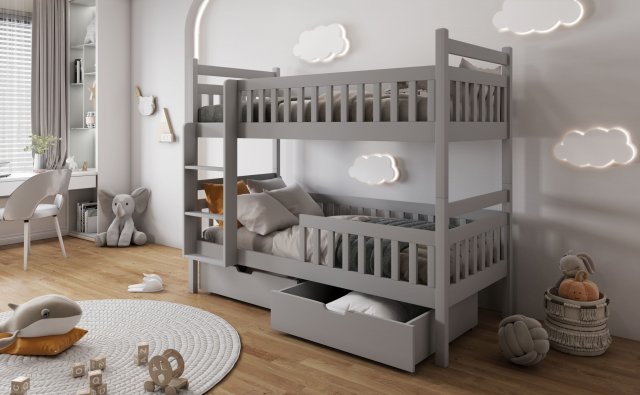 ALEXANDER Bunk bed with mattress graphite acrylic