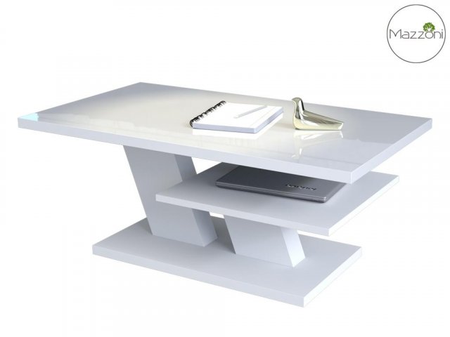 CLIFF law Журнальный столик с полкой,белый глянец/белый матовый