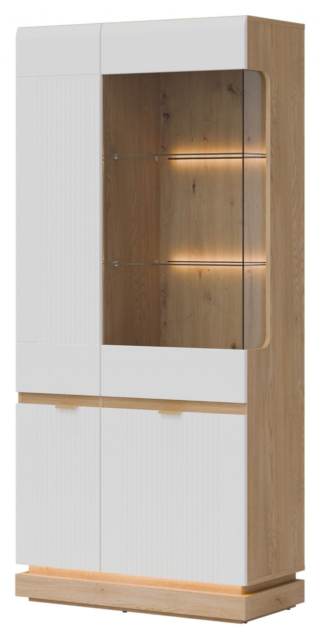 MILTON-ML 06 Glass-fronted cabinet,Cremona torro oak/white matt