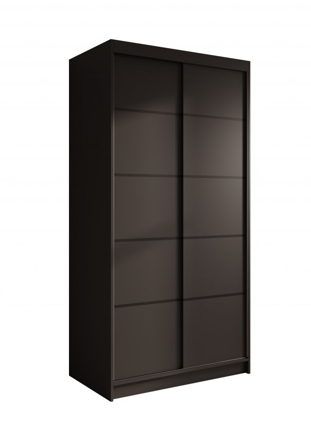 SW-VER 100 cm Skapis ar bīdāmām durvīm,Melns matēts