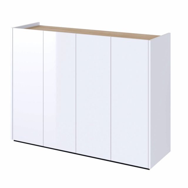 EASY EA-02 Kommode 4D mit Beleuchtung - Weiß glänzend/Eiche Scandi