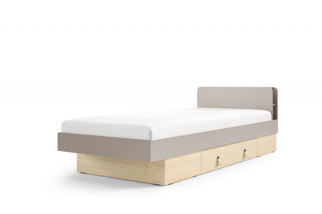 Solerno SA18 L/R Porcini,90x200 Bett mit 1 Schublade
