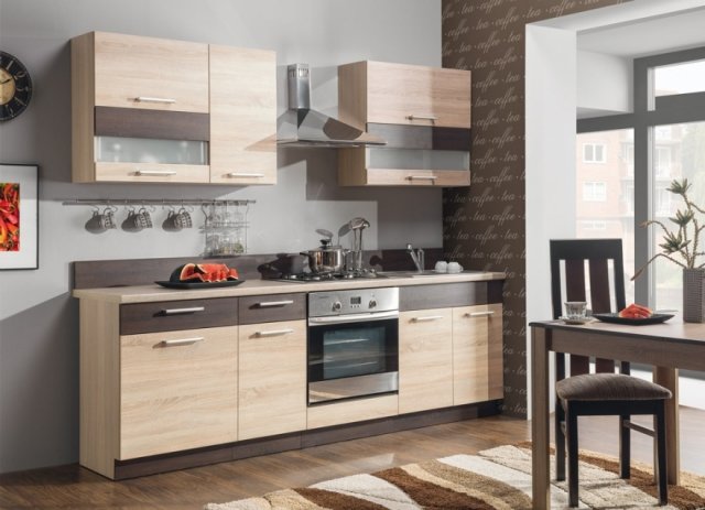 Modena MDF 240 cm Küche Rijeka light/Rijeka dark