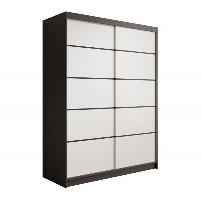 SW-CAL 150 cm Schwebetürenschrank,Schwarz matt/Weiß matt