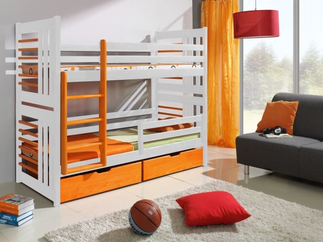 ROLAND Bunk bed with mattress White/capri