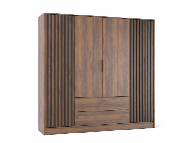 NELLY 4D Wardrobe (nut/black lamella)
